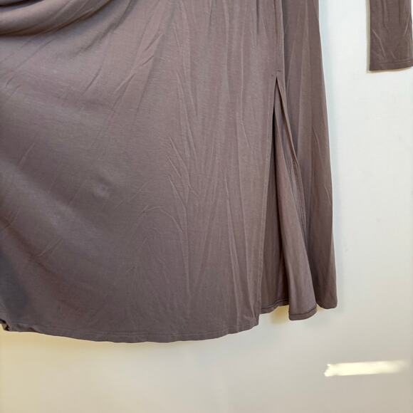 Aritzia Wilfred Market LongSleeve Slit Midi Dress Size XS Taupe Square Neck Fall - Picture 8 of 12